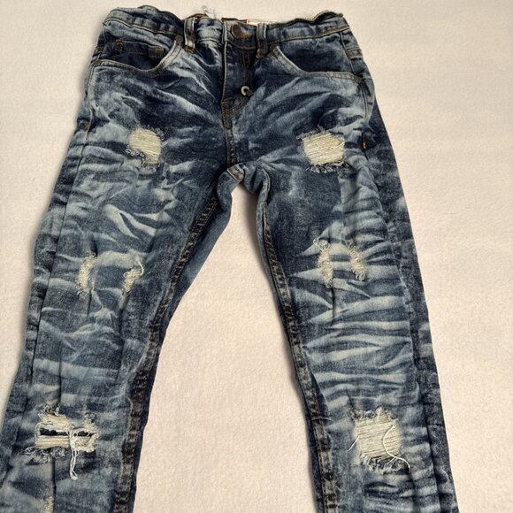Evolution In Design Jeans Pants Boys Size 10 Dark Blue Denim Acid Wash - Picture 4 of 11